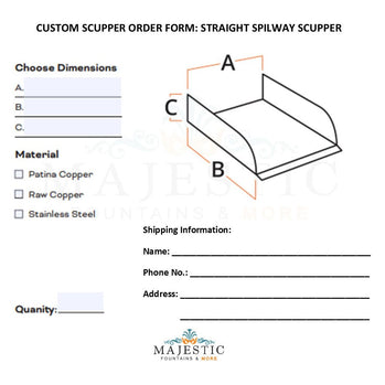 Spillway Scupper - Custom Scupper Form - Majestic Fountains and More
