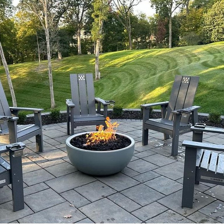 Spun Fire Bowl in Powder Coated Aluminum in Concrete Finish by HPC - Majestic Fountains and More.