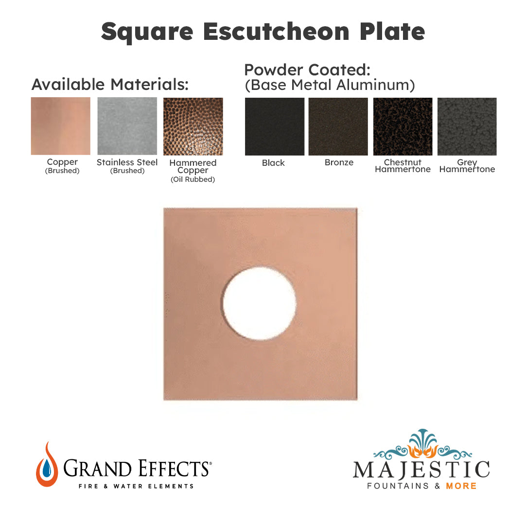Square Escutcheon Plate for Cannon and Tunnel Scuppers - Majestic Fountains and More