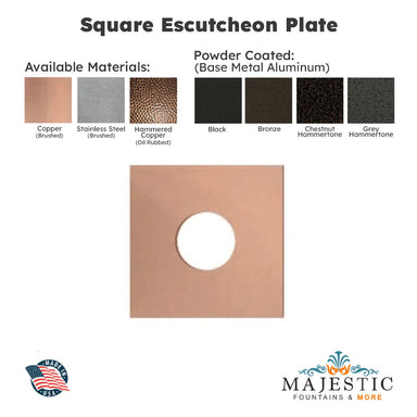 Square Escutcheon Plate for Cannon and Tunnel Scuppers - Majestic Fountains and More