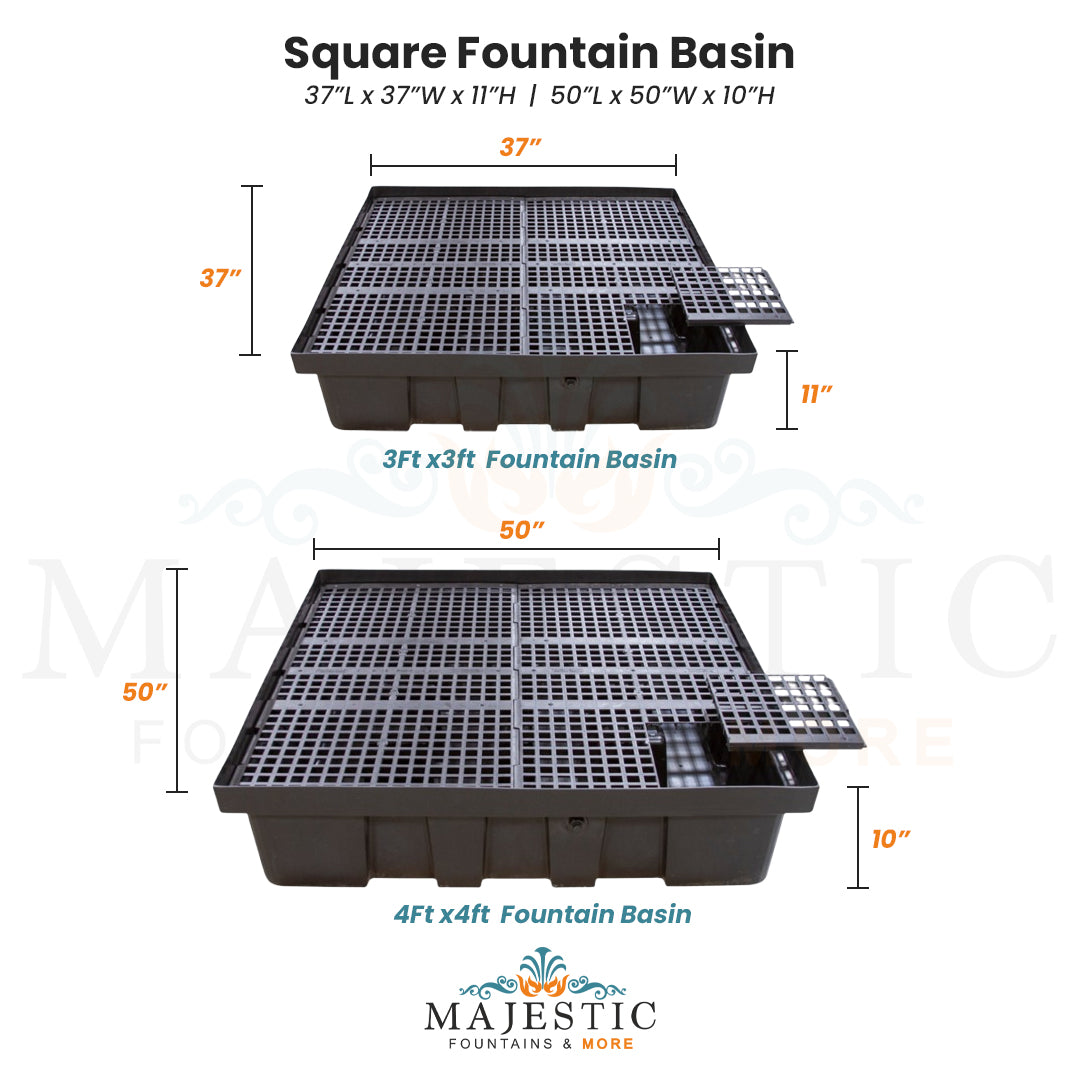 Square Fountain Basin - Majestic Fountains