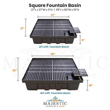 Square Fountain Basin - Majestic Fountains