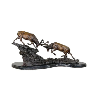 Stag Battle Bronze Table Top Sculpture - Majestic Fountains