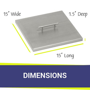 Stainless Steel Square Lid for Square Drop-In Fire Pit Pan -  Majestic Fountains