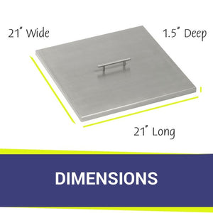 Stainless Steel Square Lid for Square Drop-In Fire Pit Pan -  Majestic Fountains