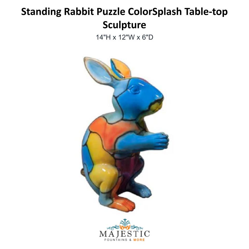 Standing Rabbit Puzzle ColorSplash Table-top Sculpture - Majestic Fountains & More