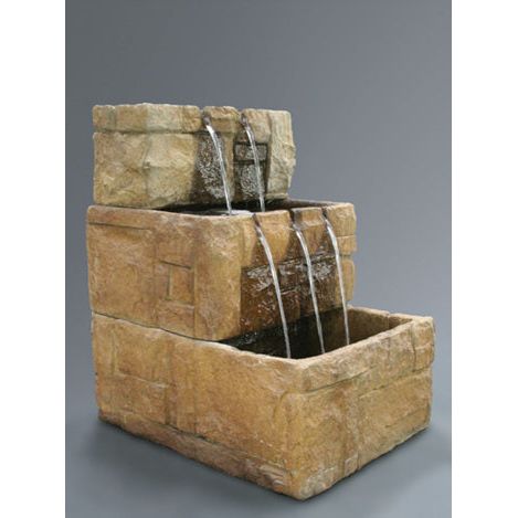 Stone Courtyard Cascade Wall Fountain in Cast Stone - Fiore Stone 2121-FW - Majestic Fountains and More