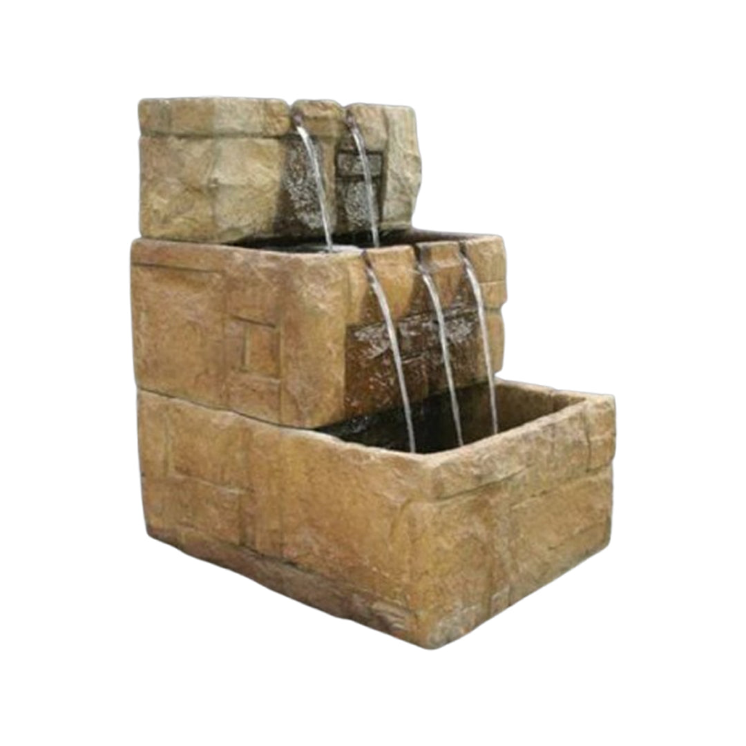 Stone Courtyard Cascade Wall Fountain in Cast Stone - Majestic Fountains