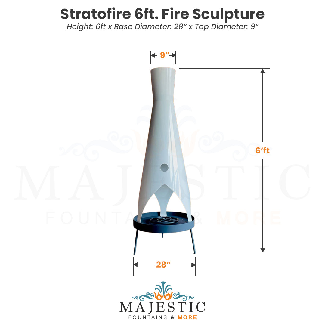 Stratofire 6Ft Fire Sculpture - Majestic Fountains and More