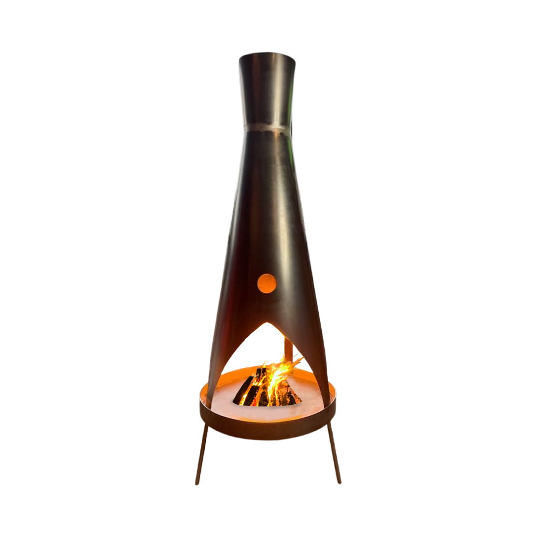 Stratofire 9ft. Tall Wood Burning Fire Sculpture  - Majestic Fountains