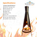 Stratofire 9ft. Tall Wood Burning Fire Sculpture  - Majestic Fountains