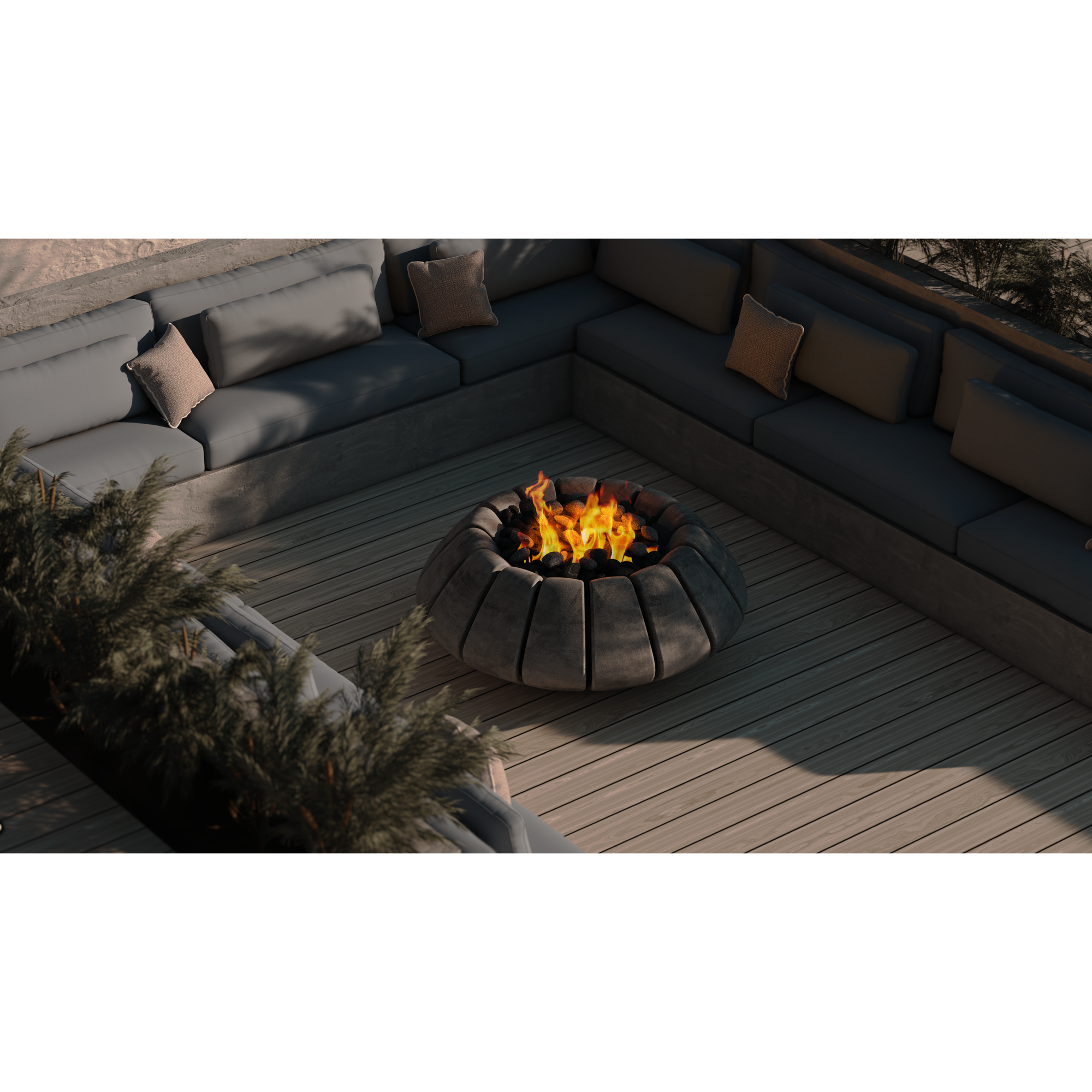Sunflower Fire Pit in GFRC Concrete by Prism Hardscapes - Majestic Fountains and More.