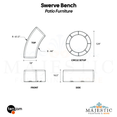 Swerve Bench Size - Majestic Fountains