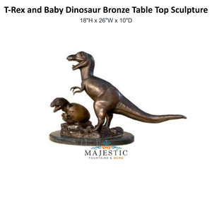 T-Rex and Baby Dinosaur Bronze Table Top Sculpture