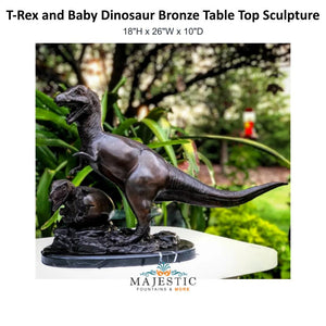 T-Rex and Baby Dinosaur Bronze Table Top Sculpture
