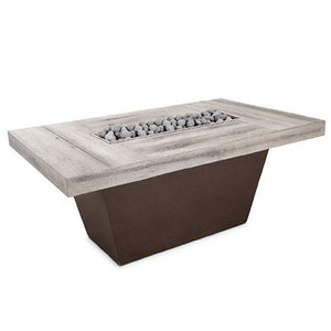 Tacoma Rectangle Fire Pit in Wood Grain GFRC Concrete - Majestic Fountains