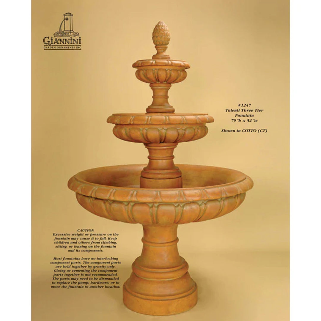Talenti Concrete 3 Tier - Outdoor Courtyard Fountain - 1247 - Majestic Fountains