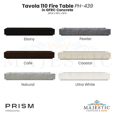 Tavola 110 Fire Table PH-439 in GFRC Concrete by Prism Hardscapes  - Majestic Fountains