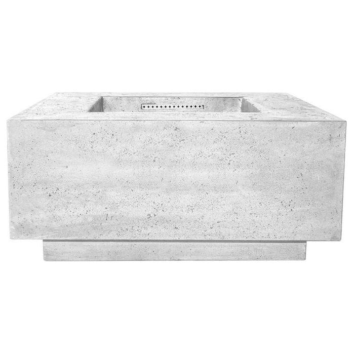 Tavola 2 Fire Table in GFRC Concrete by Prism Hardscapes shown in Ultra White - Majestic Fountains and More