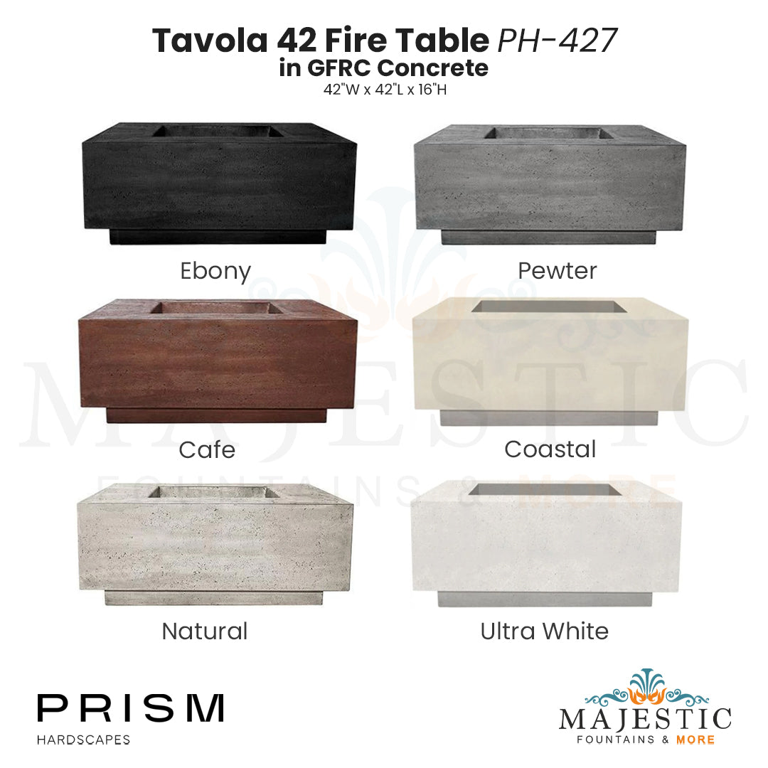 Tavola 42 Fire Table PH-427 in GFRC Concrete by Prism Hardscapes - Majestic Fountains
