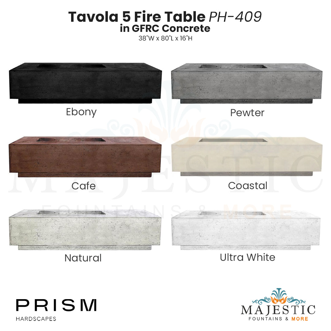 Tavola 5 Fire Table PH-409 in GFRC Concrete by Prism Hardscapes - Majestic Fountains