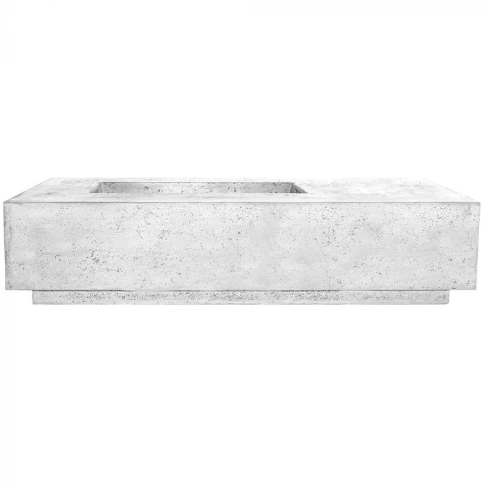 Tavola 5 Fire Table in GFRC Concrete by Prism Hardscapes shown in Ultra White - Majestic Fountains and More