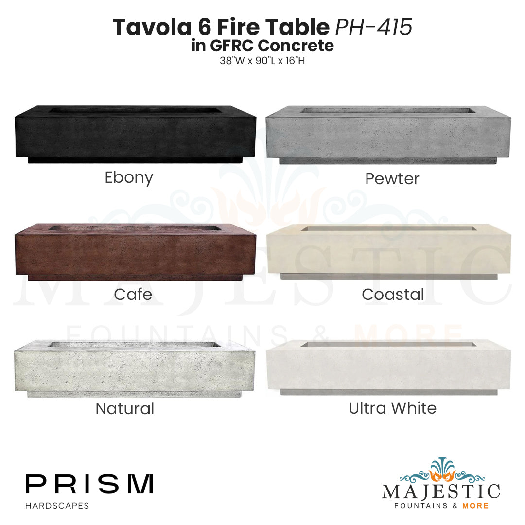 Tavola 6 Fire Table PH-415 in GFRC Concrete by Prism Hardscapes  - Majestic Fountains