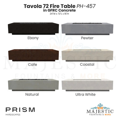 Tavola 72 Fire Table PH-457 in GFRC Concrete by Prism Hardscapes - Majestic Fountains