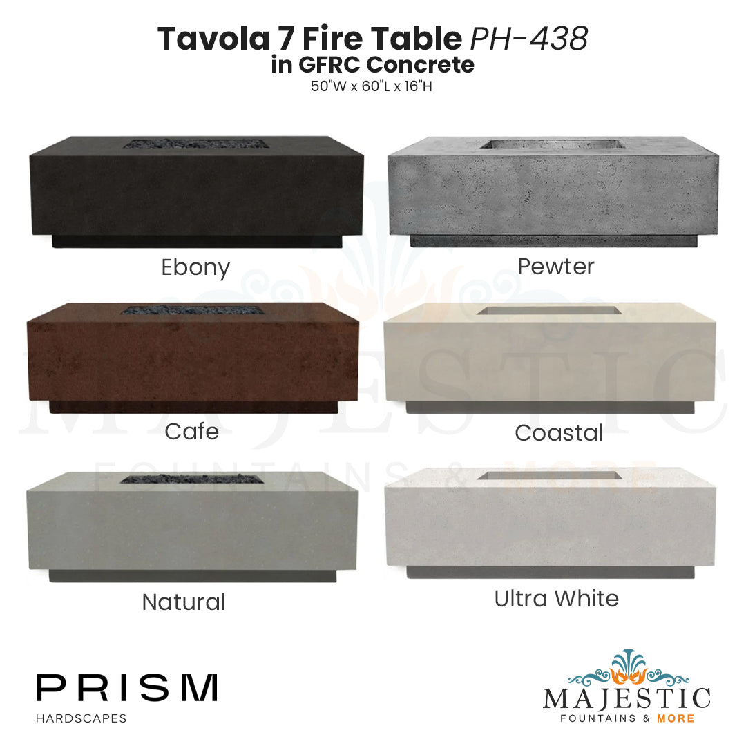 Tavola 7 Fire Table PH-438 in GFRC Concrete by Prism Hardscapes - Majestic Fountains
