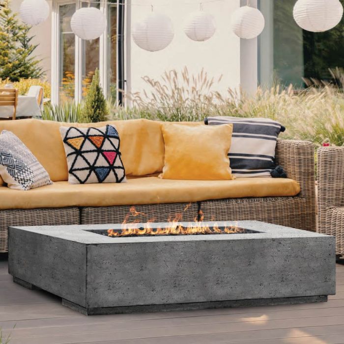 Tavola 8 Fire Table in GFRC Concrete by Prism Hardscapes - Majestic Fountains and More