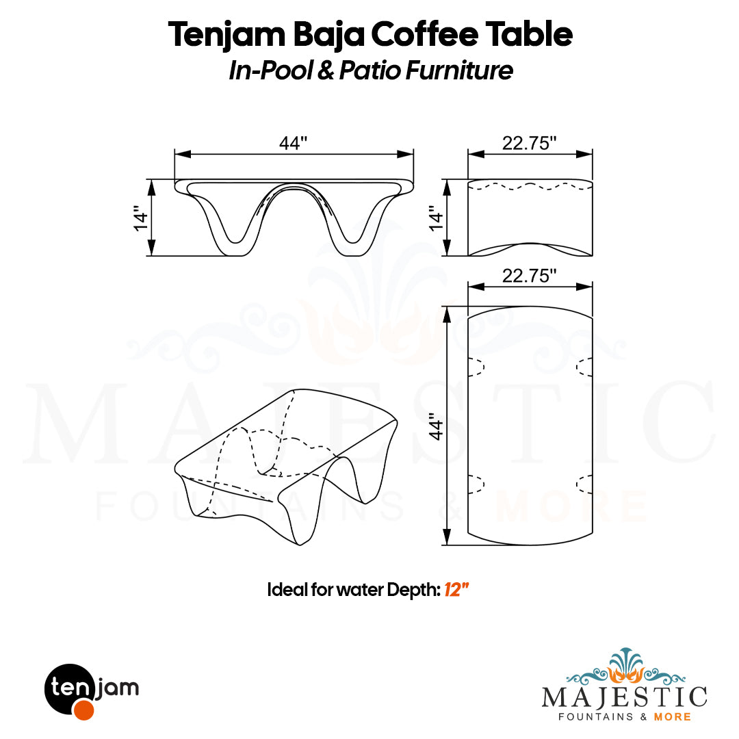 Tenjam Baja Coffee Table - In-Pool & Patio Furniture - Majestic Fountains