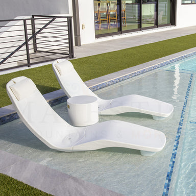Tenjam Laylo Lounger in White - Set of 2 - In-Pool & Patio Furniture - Majestic Fountains