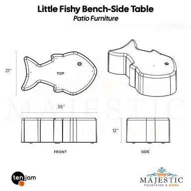 Tenjam Little Fishy Bench-Side Table - Patio Furniture  - Majestic Fountains