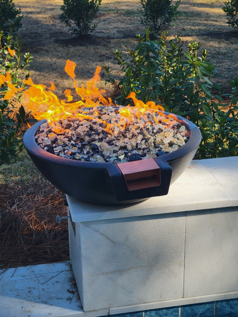 TessaRai Round Fire & Water Bowl in GFRC Concrete