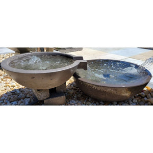 TessaRai Round Spillway Outdoor Fountain in GFRC Concrete - Majestic Fountains and More.