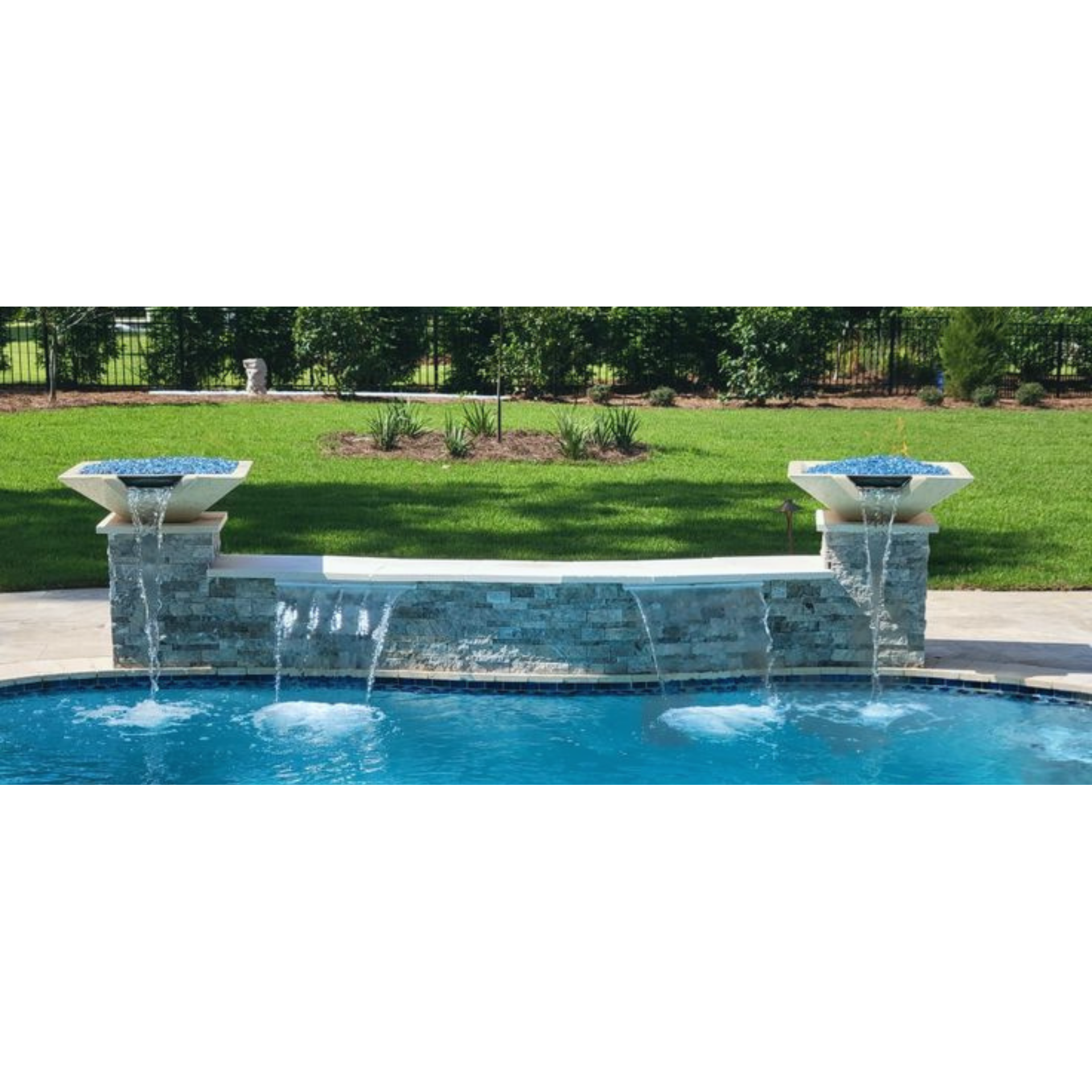 TessaRai Square Fire & Water Bowl in GFRC Concrete - Majestic Fountains