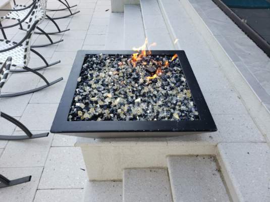 TessaRai Square Fire Bowl in GFRC Concrete