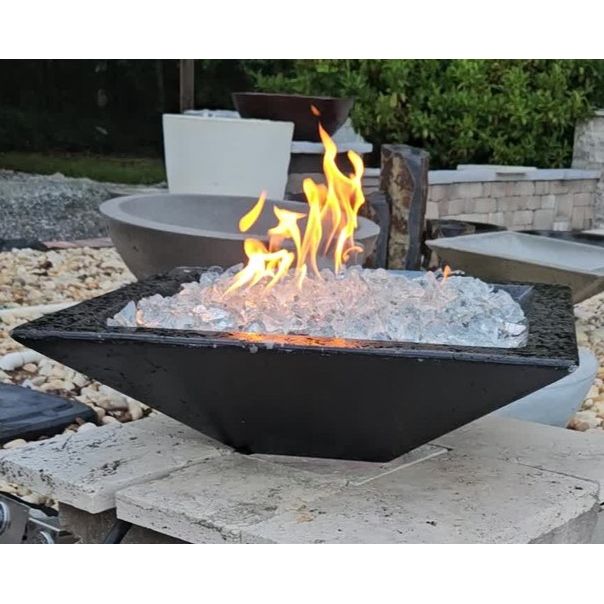 TessaRai Square Fire Bowl in GFRC Concrete
