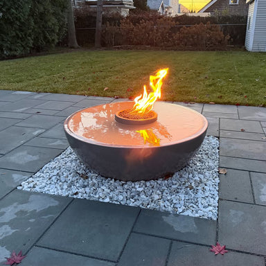 TessaRai 360 Spill Fire and Water Bowl Fountain Kit in GFRC Concrete - Majestic Fountains