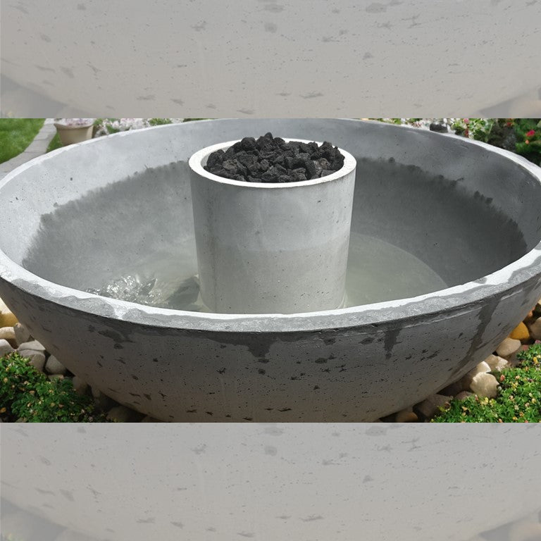 TessaRai 360 Spill Fire and Water Bowl Fountain Kit in GFRC Concrete - Majestic Fountains and More