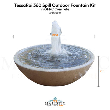TessaRai 360 Spill Outdoor Fountain in GFRC Concrete - Majestic Fountains and More.