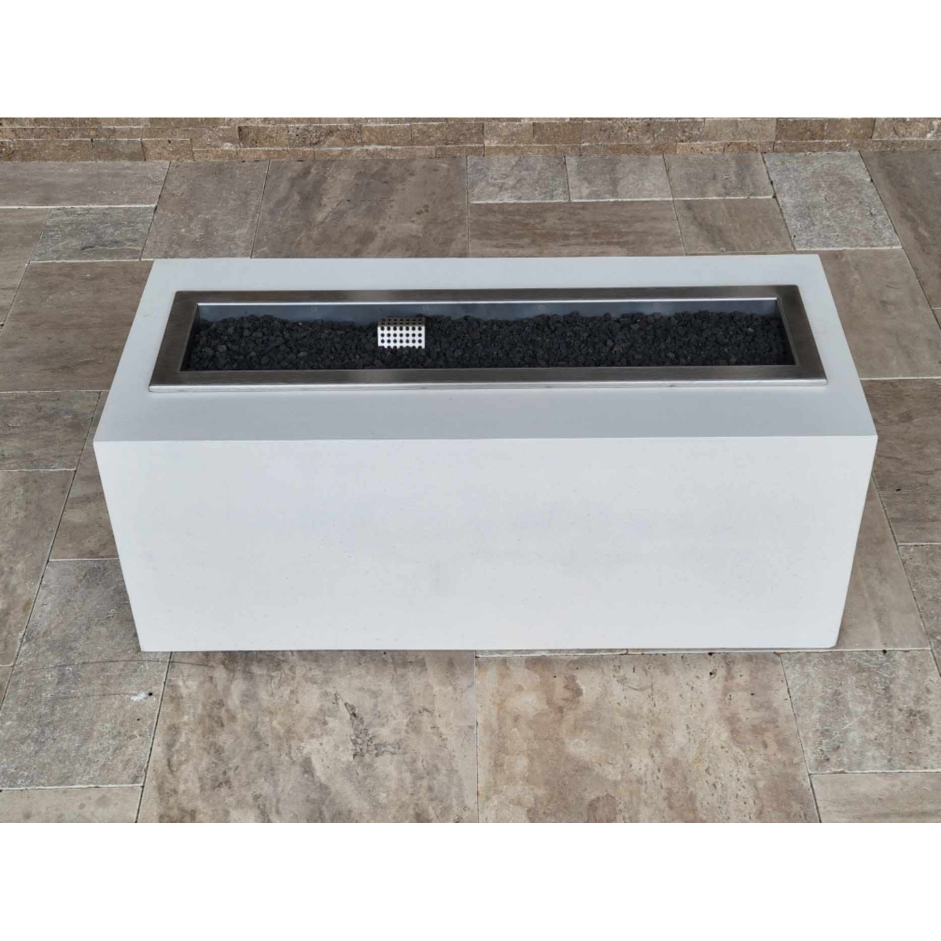 42L x 26W Rectangle Two-Piece Fire Pit Table in GFRC Concrete - Majestic Fountains
