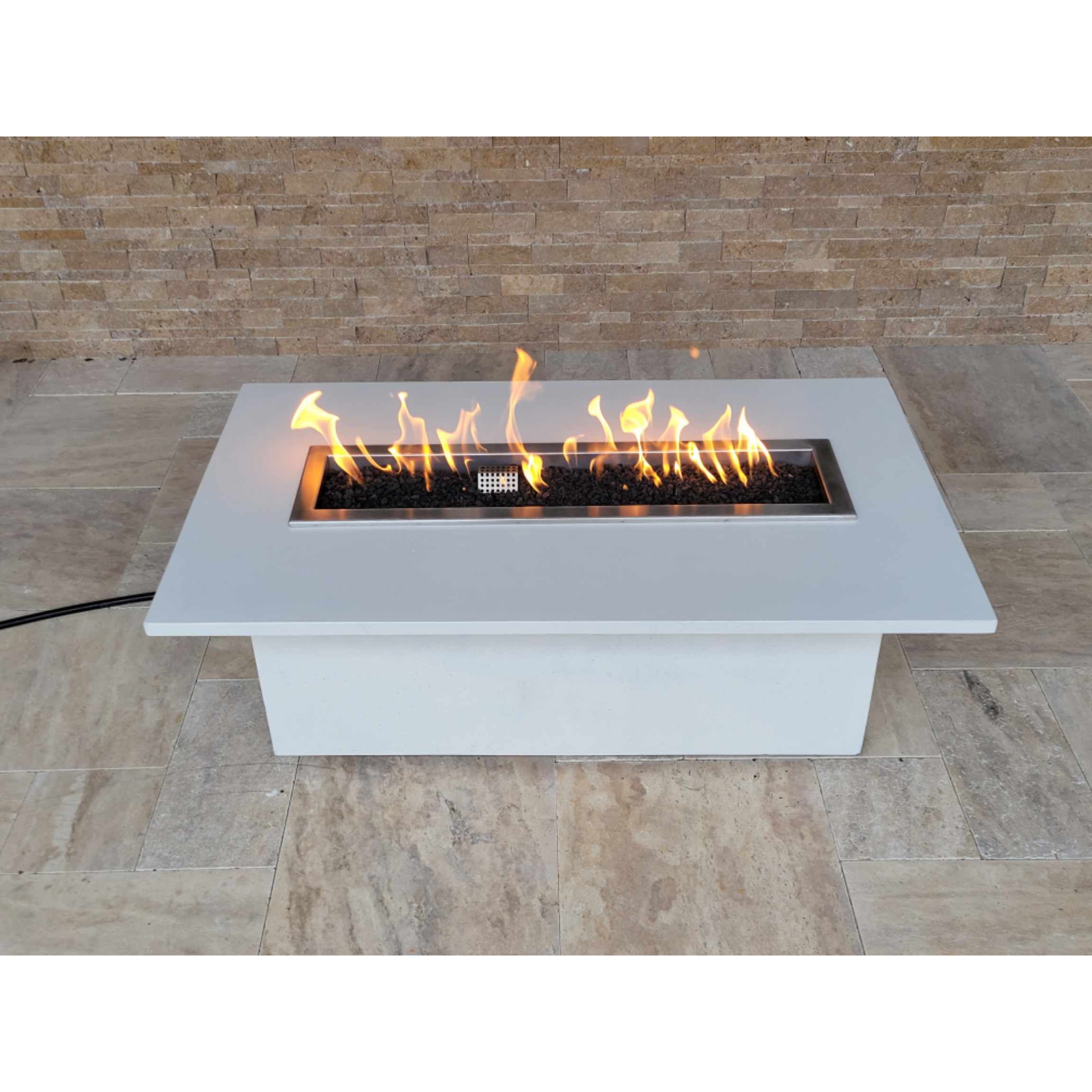 42L x 26W Rectangle Two-Piece Fire Pit Table in GFRC Concrete - Majestic Fountains