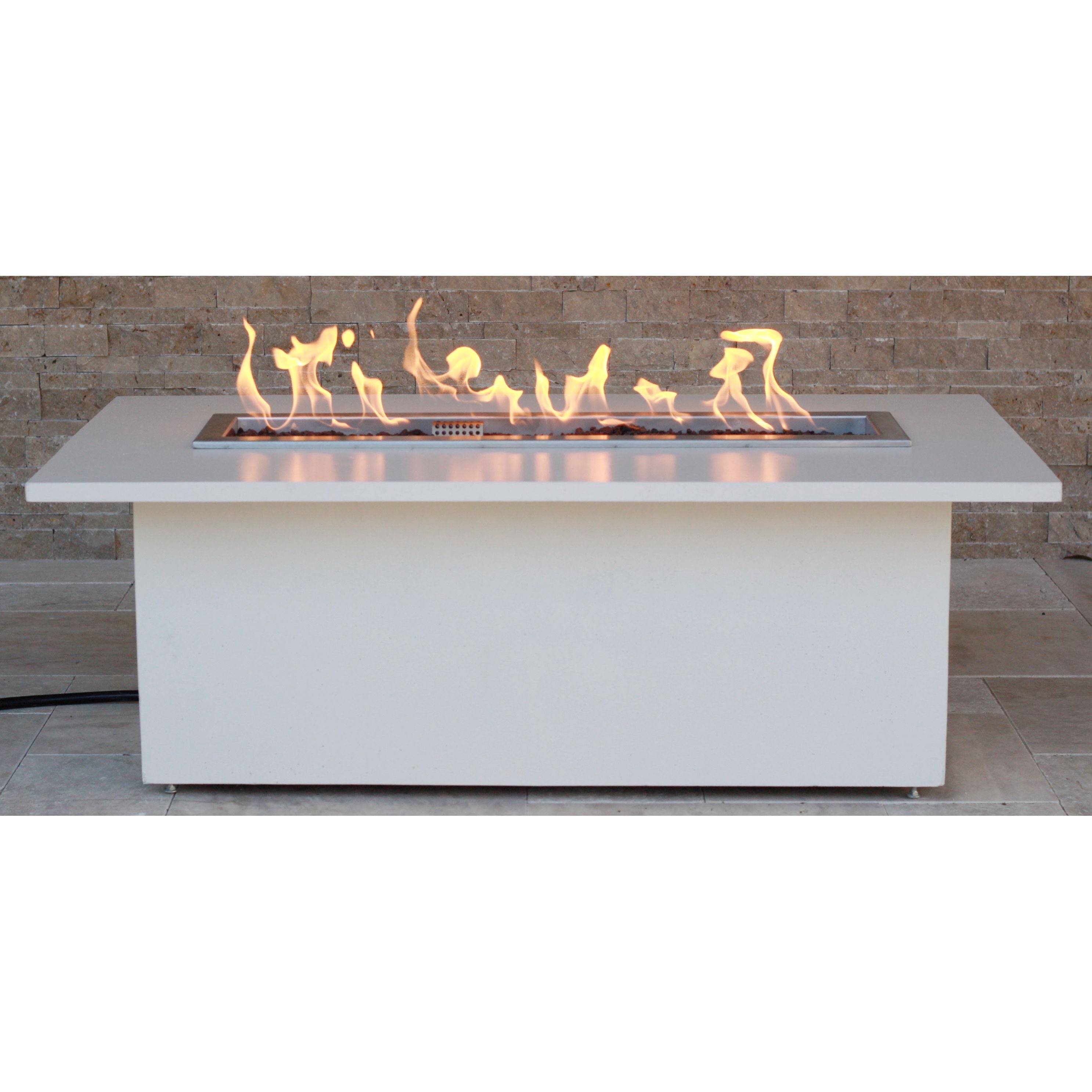 42L x 26W Rectangle Two-Piece Fire Pit Table in GFRC Concrete - Majestic Fountains