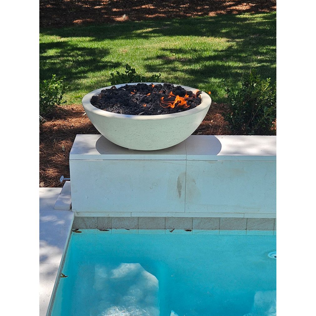 TessaRai Round Fire Bowl in GFRC Concrete - Majestic Fountains and More