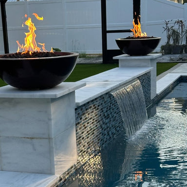 TessaRai Round Fire Bowl in GFRC Concrete - Majestic Fountains