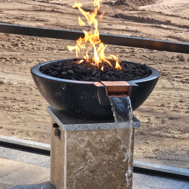 TessaRai Round Fire & Water Bowl in GFRC Concrete - Majestic Fountains