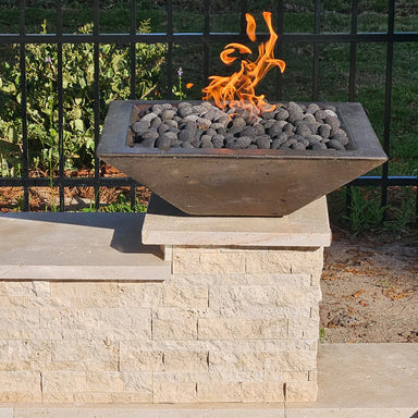 TessaRai Square Fire Bowl in GFRC Concrete - Majestic Fountains