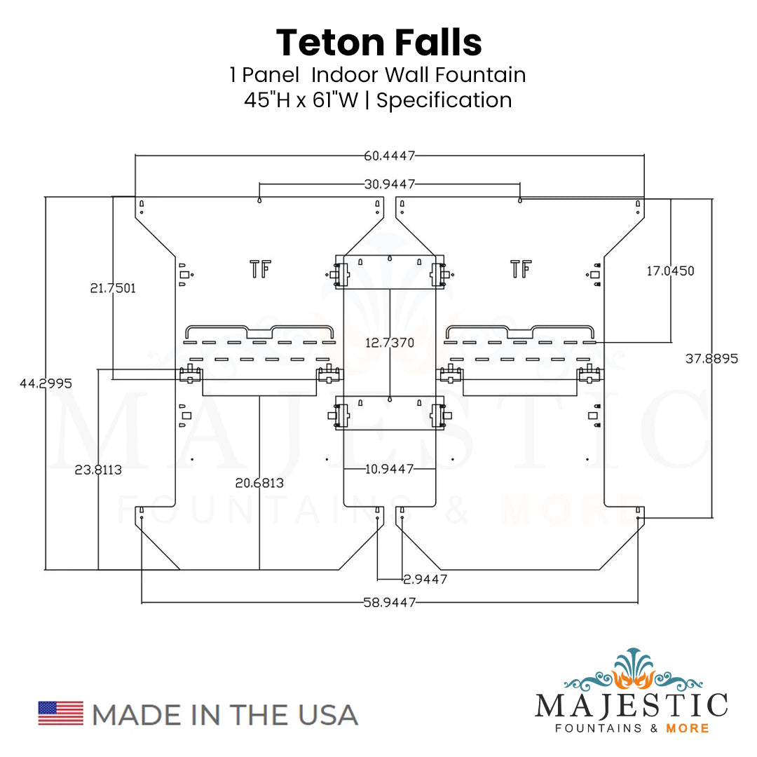 Teton Falls 45"H x 61"W- Indoor Wall Fountain - Majestic Fountains