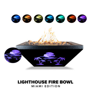 The-Outdoor-Plus-Lighthouse-Fire-Bowl-MIAMI-EDITION-Majestic Fountains and More